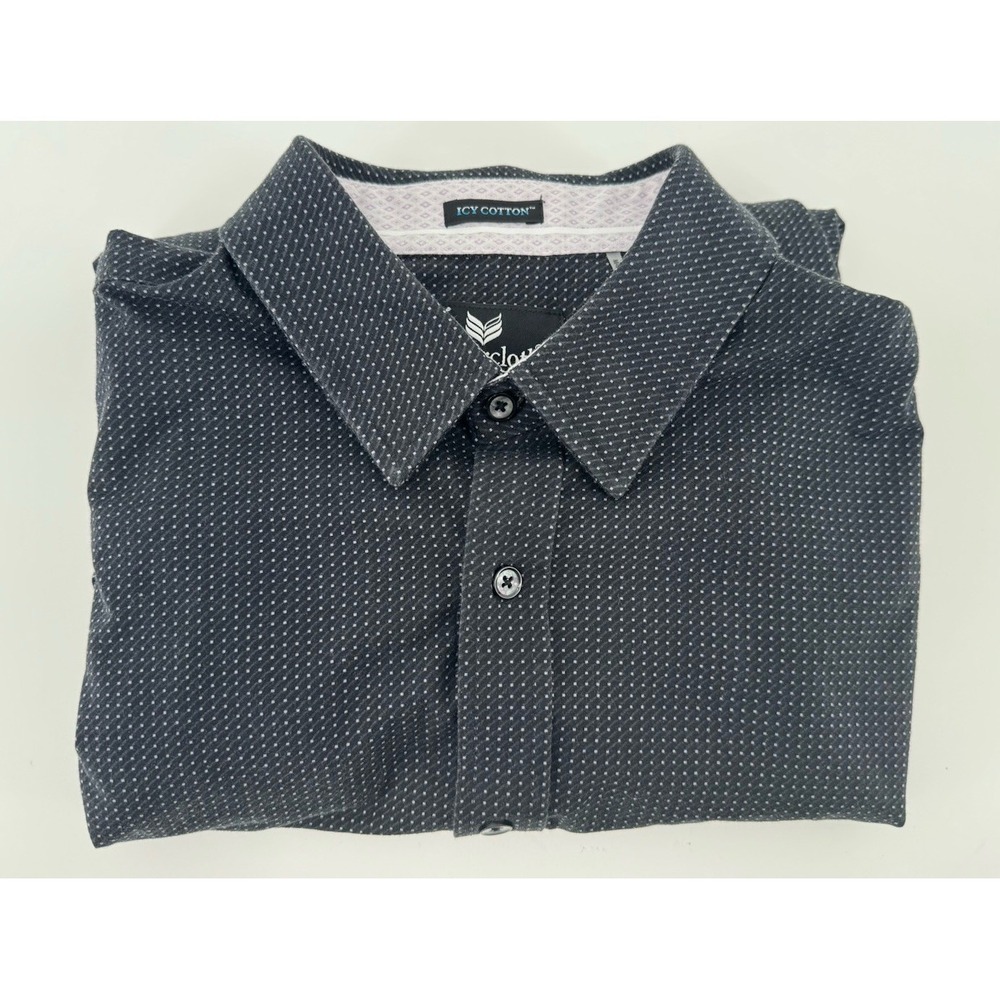 Butter Cloth Shirt Mens XL Icy Cotton Black Geo Button Up Long Sleeve Flip Cuff
